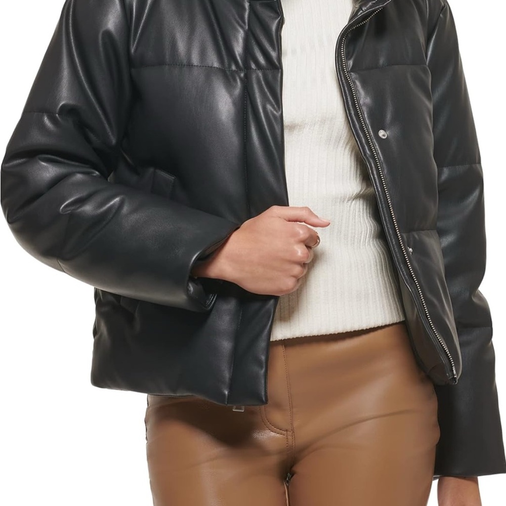 Levi's Women's Vegan Leather Quilted Short Puffer Jacket